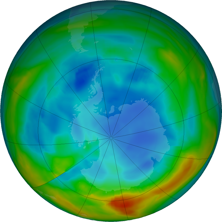 Antarctic ozone map for 31 July 2017